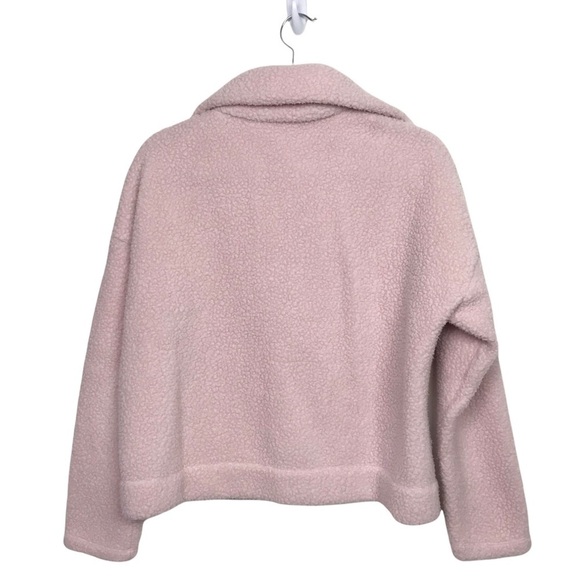 J Crew Pink Crop Half Zip Polartec Fleece Pullover Sweater - Picture 2 of 9